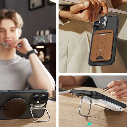 ESR Classic Hybrid Kickstand Halolock MagSafe Case Set + Tempered Glass for iPhone 16 - Black - Cell phone cases