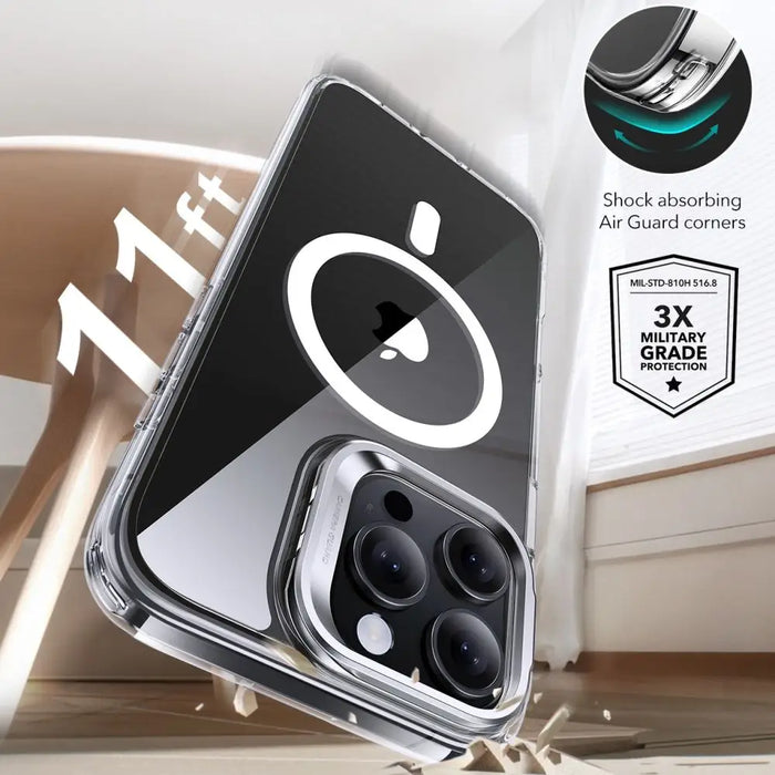 ESR Classic Hybrid Kickstand Halolock MagSafe Case Set with Stand + Tempered Glass for iPhone 16 Pro Max - Clear - Cell
