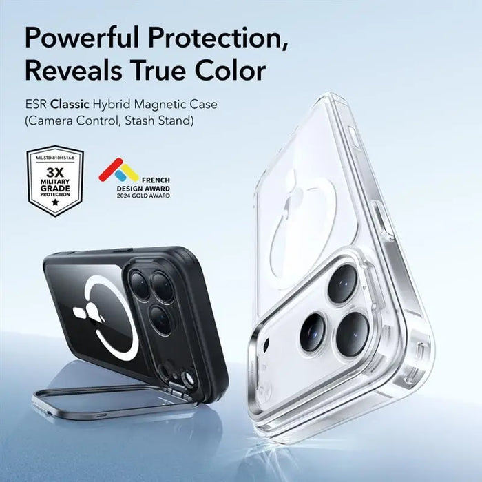 ESR Classic Hybrid Kickstand MagSafe Case for iPhone 17 Pro - Clear Black - Cell phone cases and covers<<<HurtelXML