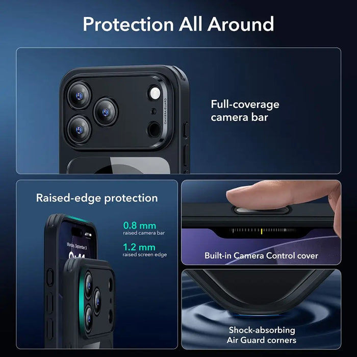 ESR Classic Hybrid MagSafe + Tempered Glass Set for iPhone 17 Pro - Clear Black - Cell phone tempered glass<<<HurtelXML