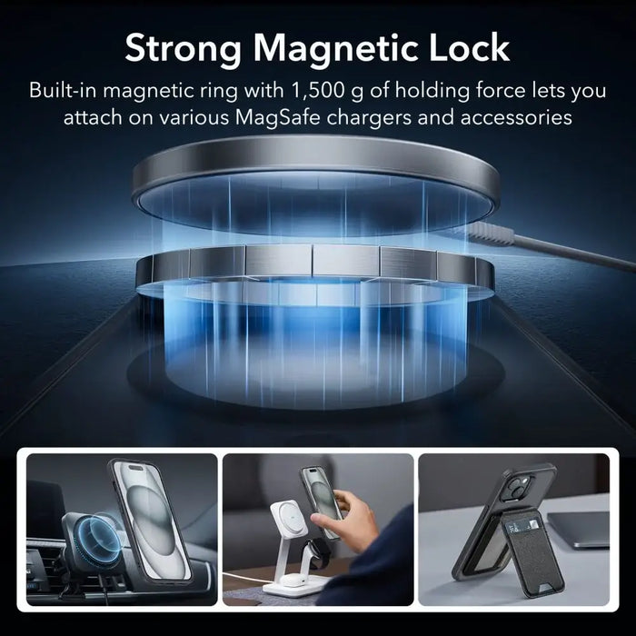 ESR Classic Pro Set Halolock MagSafe Case + Glass for Display and Camera for iPhone 15 - Black - Cell phone cases