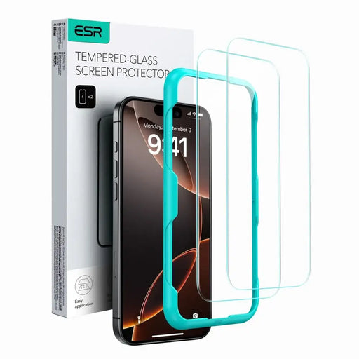 ESR Tempered Glass 2-PACK for iPhone 16 - transparent - Cell phone tempered glass<<<HurtelXML