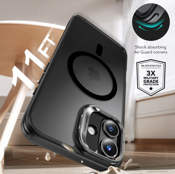 ESR Classic Hybrid Kickstand Halolock MagSafe Case Set + Tempered Glass for iPhone 16 - Black