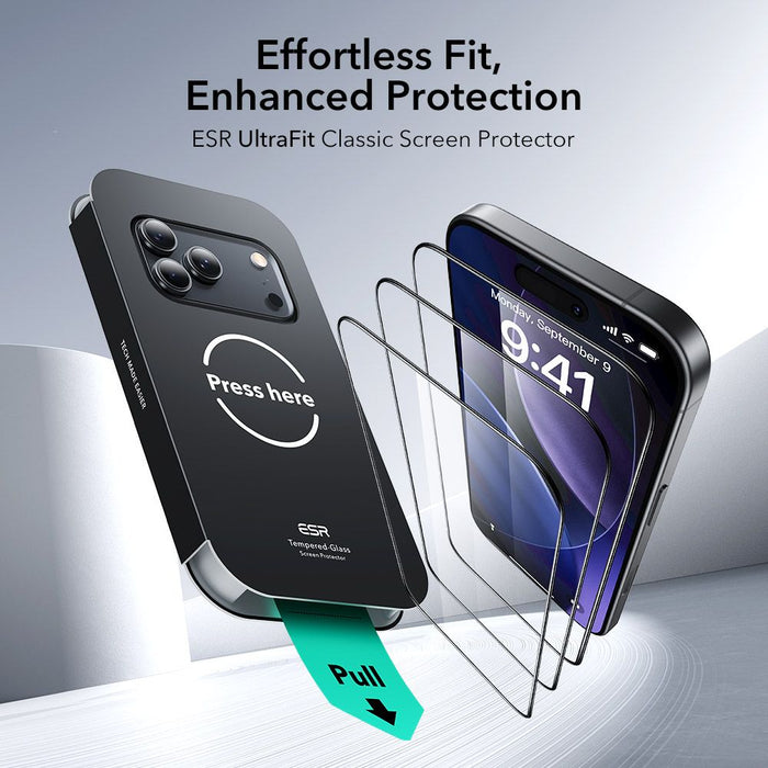 ESR UltraFit Tempered Glass 2-pack for iPhone 17 Pro Max - transparent