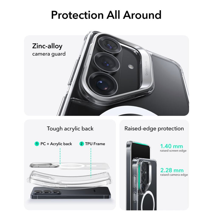 ESR Classic Hybrid Kickstand MagSafe Case for Samsung Galaxy S26 - Transparent