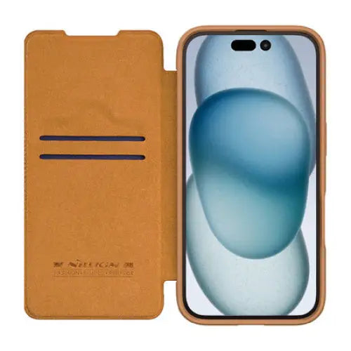 Etui Nillkin Qin Prop Leather iPhone 16 (brązowy) - Protective cases for smartphones<<<Cases<<<GSM
