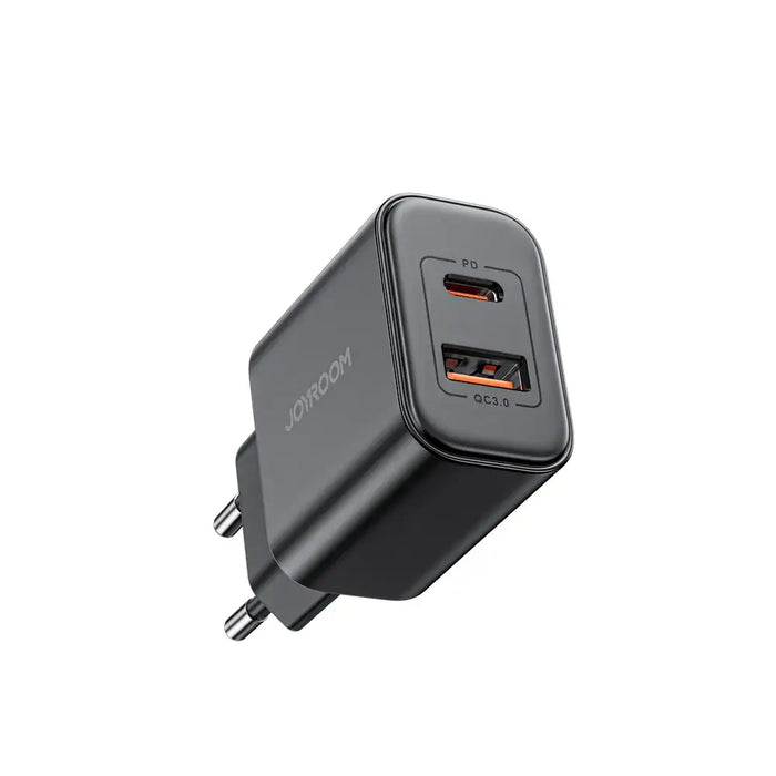 EU Joyroom JR-TCF05 20W USB-A USB-C charger + USB-C cable - black - Lightning