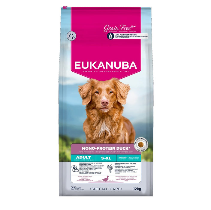 EUKANUBA Special Care Mono-Protein Adult, Duck – dry dog food – 12kg