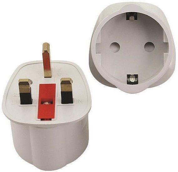 UK TO SHUKO ADAPTER WITH CHILD PROTECTION WHITE EUROLAMP