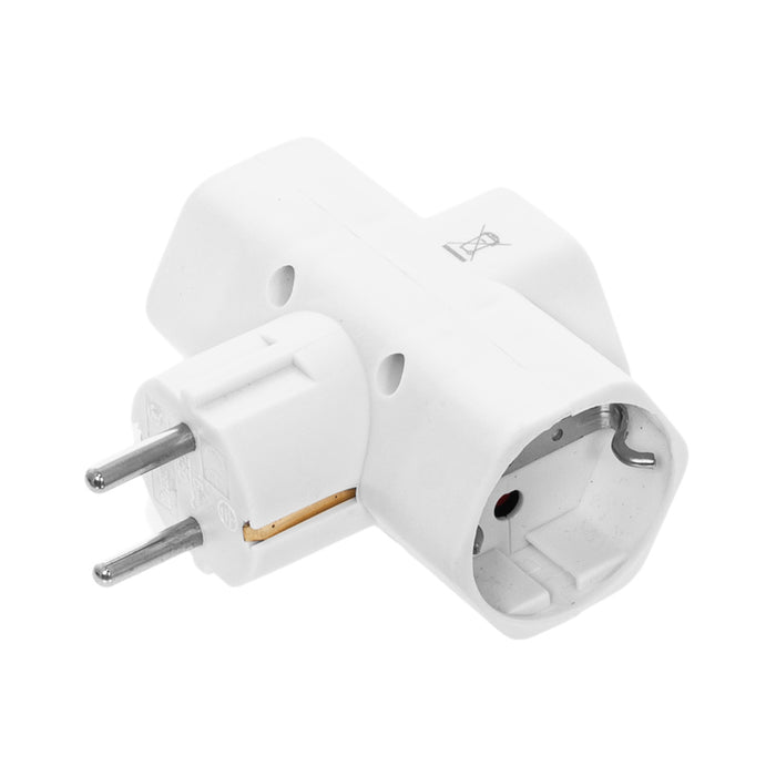 ADAPTER 3 SOCKETS VERTICAL WITH CHILD PROTECTION WHITE EUROLAMP