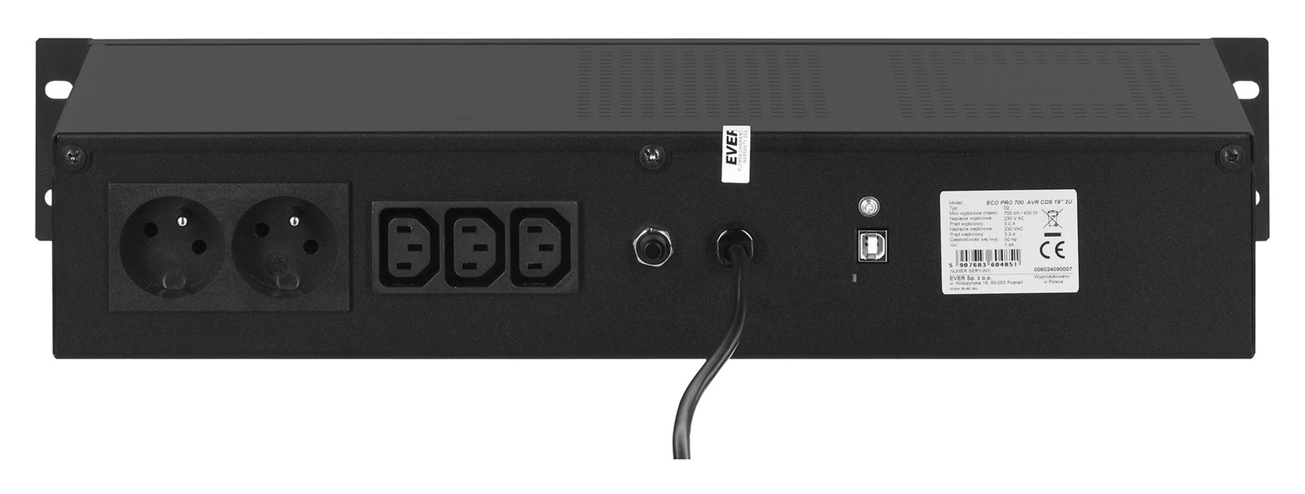 UPS EVER ECO Pro 700 AVR CDS 19" 2U (Rack; 700VA) (W/EAVRRM-000K70/00)