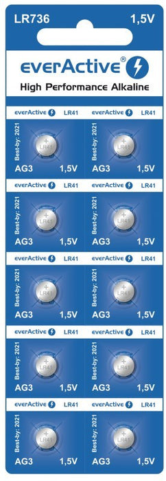 Mini alkaline batteries everActive G3 LR736 LR41 10 pcs