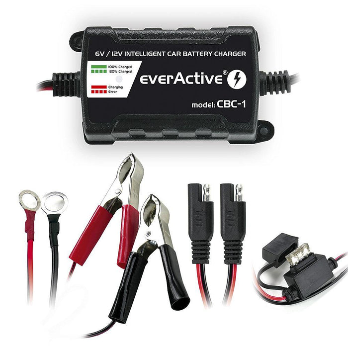 Battery charger processor device 6V/12V everActive CBC-1 v2 up to 1A for cars and motorcycles