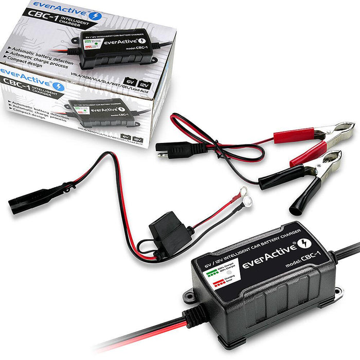 Battery charger processor device 6V/12V everActive CBC-1 v2 up to 1A for cars and motorcycles