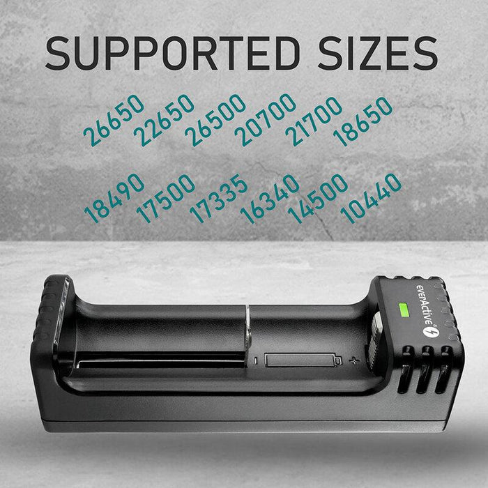 Charger for LiIon batteries 3.7v CR18650,CR123,14500 1 socket USB micro LC-100 EverActive