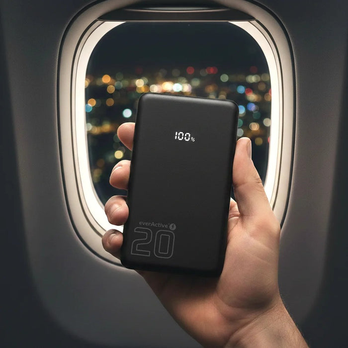 Powerbank 20 000mAh, 1x USB, 2x USB-C, 20W, QC4+, LCD screen, black