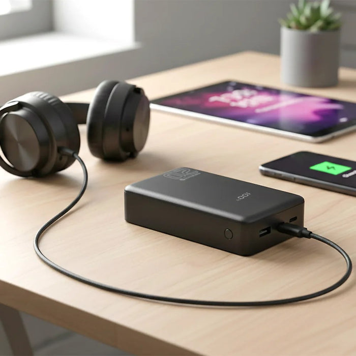 Powerbank 20 000mAh, 1x USB, 2x USB-C, 20W, QC4+, LCD screen, black