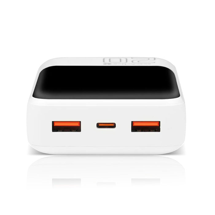 Powerbank 20 000mAh, 2x USB, 1x USB-C 22,5W, QC4+, LCD screen, white