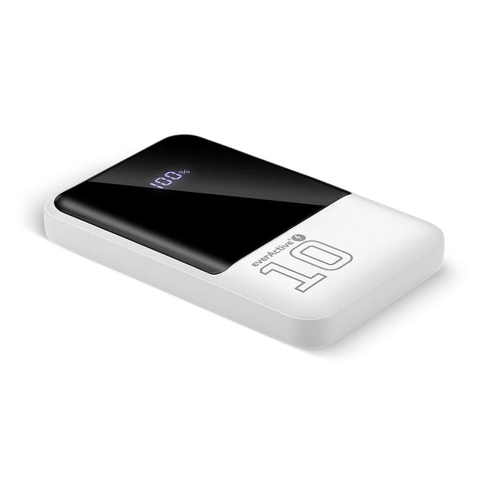 Powerbank 10 000mAh, 2x USB, 1x USB-C 22,5W, QC4+, LCD screen, white