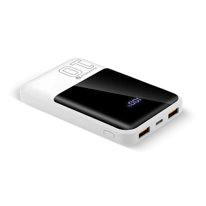 Powerbank 10 000mAh, 2x USB, 1x USB-C 22,5W, QC4+, LCD screen, white