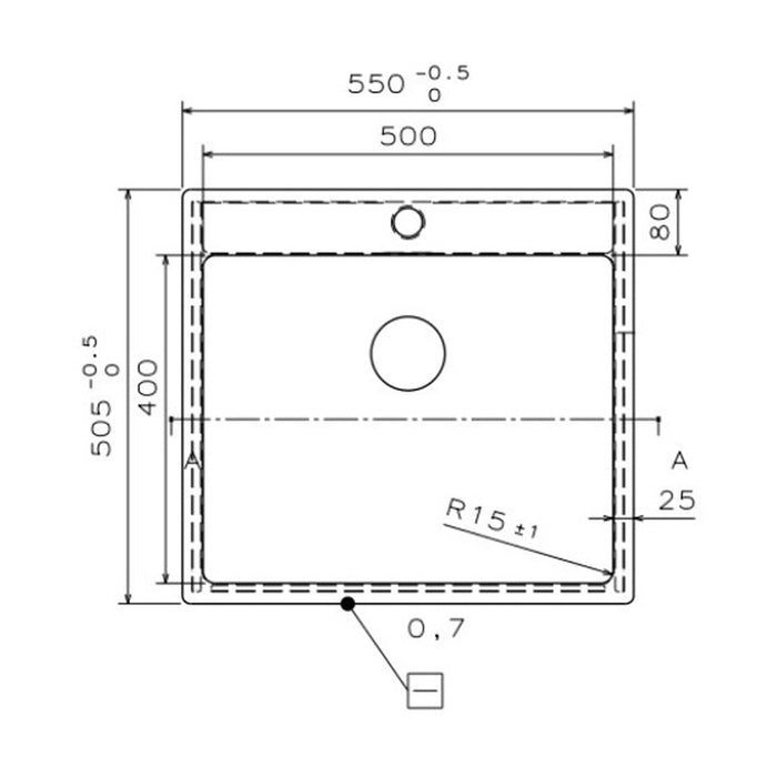 KITCHEN SINK EVO LINE 383 55X51X20 CM.