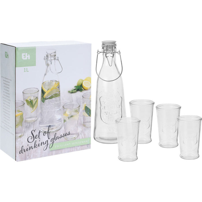 SET BOTTLE WITH GLASSES 5 PIECES EXCELLENT HOUSEWAR DC1000580