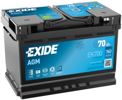 EXIDE AGM 70AH 760A R+