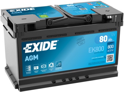 EXIDE AGM 80AH 800A R+