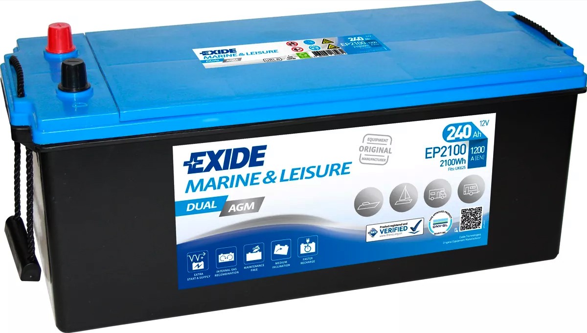 EXIDE MARINE&LEISURE DUAL AGM 240AH 1200A 2100WH L+