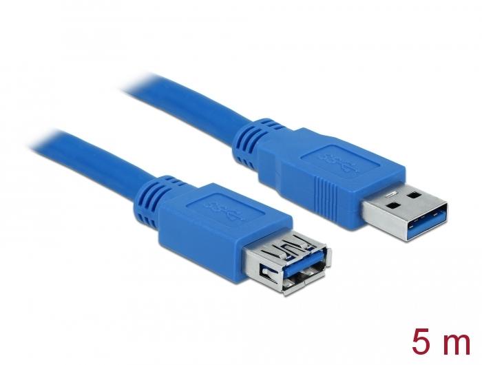 Extension cable Delock USB-A male - USB-A female 5 m Shielded Blue - Кабели за мобилни