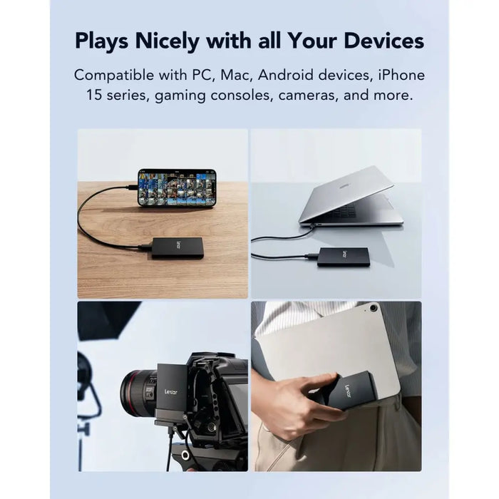 External Hard Drive Lexar SL200 Black 2 TB SSD - Компютър Мрежи и компоненти<<<Компютри| Електроника<<<BigBuy&&&Твърди