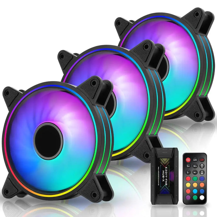 EZDIY-FAB Moonlight Black RGB PWM 120mm Fan Set - 3 Pack - Вентилатори<<<Компютърни компоненти<<<ValiAPI