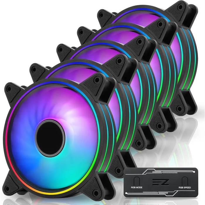 EZDIY-FAB Moonlight Black RGB PWM 120mm Fan Set - 5 Pack - Вентилатори<<<Компютърни компоненти<<<ValiAPI
