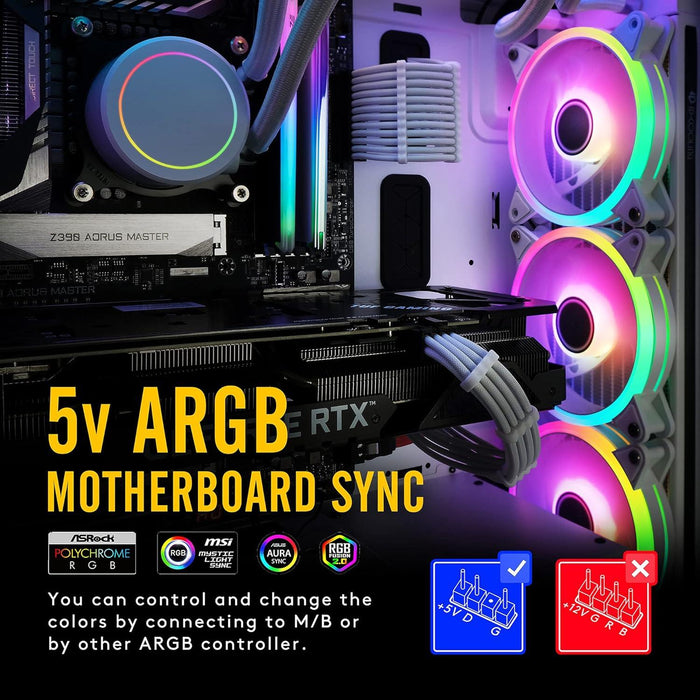 Fan set EZDIY-FAB Moonlight White RGB PWM 120mm - 5 Pack
