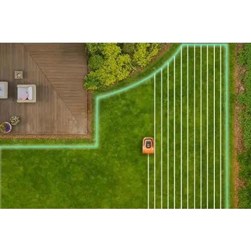 EZVIZ RM600 orange robotic lawn mower - Mowing workNAK-RKO<<<Cordless toolsNAK<<<ActionPL