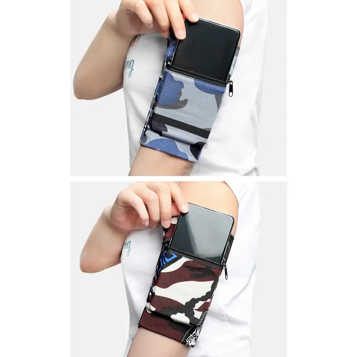 Fabric armband on the arm for running fitness camo blue - Sport products<<<HurtelXML