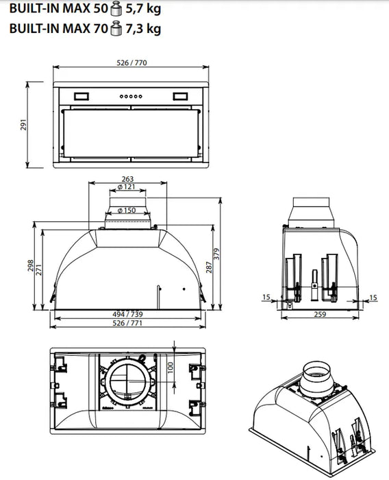 Built-in hood FALMEC BUILT IN MAX EVO 50 BK