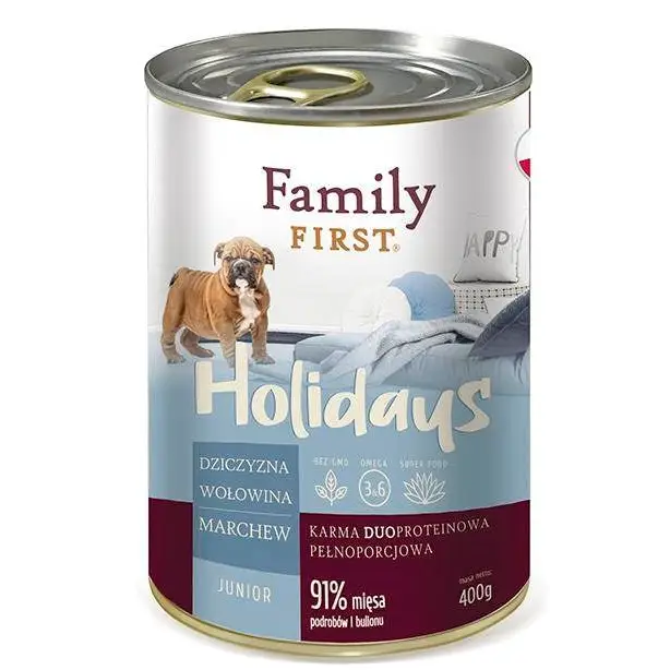 FAMILY FIRST Holidays Junior Venison beef and carrots - Wet dog food - 400 g - Wet foodDLP-KAM<<<For