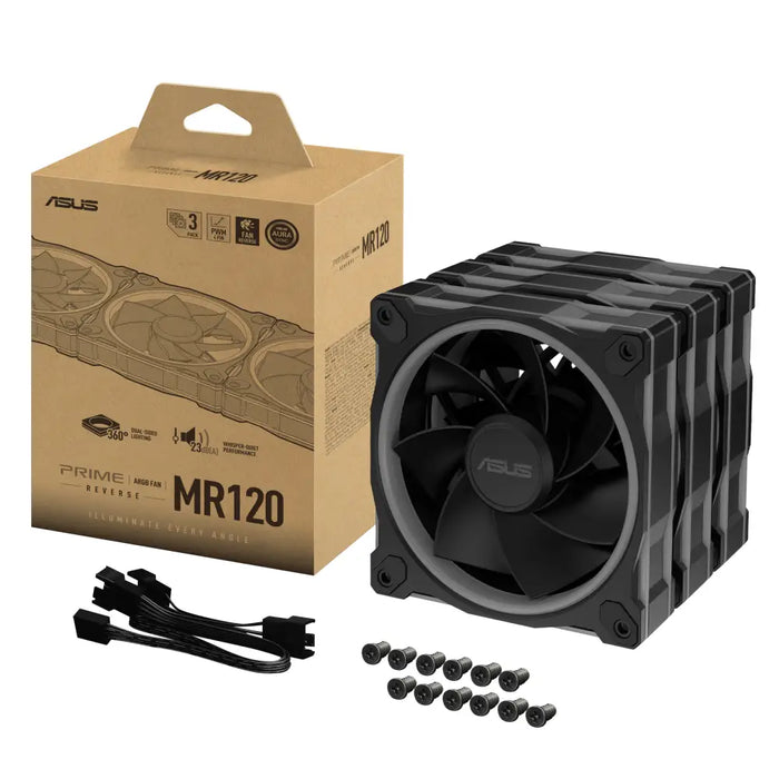 Fan set 3 in 1 ASUS PRIME MR120 ARGB Reverse Black Edition - Вентилатори<<<Компютърни компоненти<<<ValiAPI&&&Компютър
