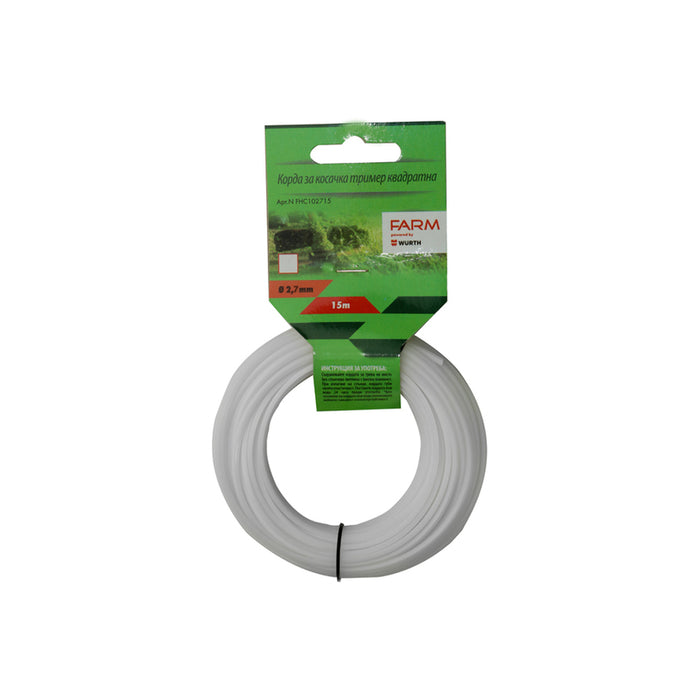 CORD FOR TRIMMER PROFILE SQUARE FARM 2.7 MM 15 M