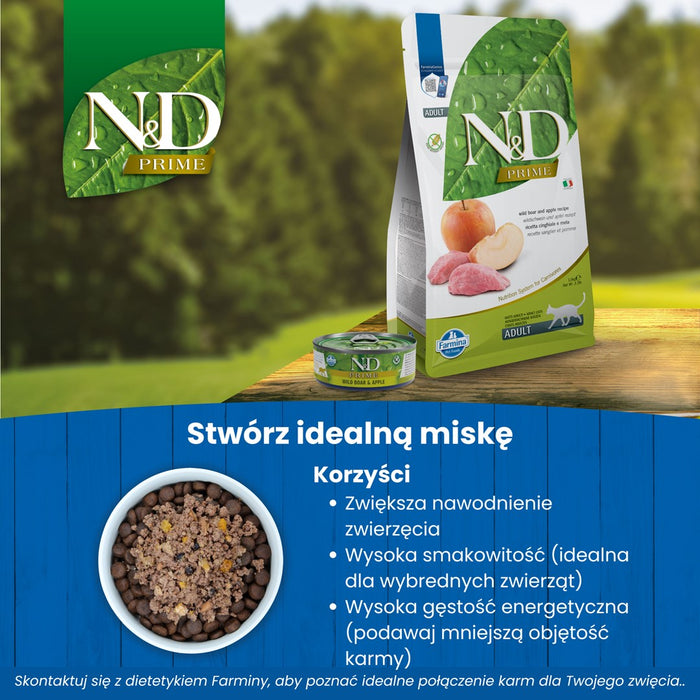 FARMINA N&D Prime Cat Boar and Apple Adult - dry cat food - 300 g