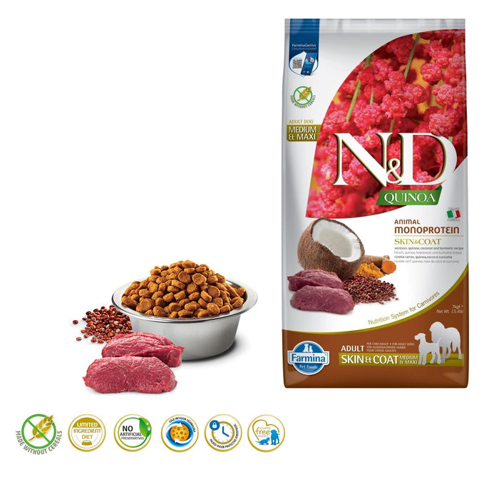 FARMINA N&D Quinoa Dog Skin&Coat Venison&Coconut Adult Medium&Maxi - dry dog food - 7 kg