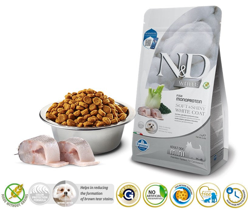 FARMINA N&D Sea Bass, Spirulina and Fennel Adult Mini - dry dog food - 2 kg
