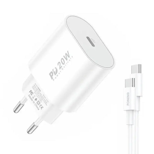 Fast charger Foneng 1x USB EU39 20W + USB Type C cable - mains chargers<<<Chargers<<<GSM Accessories<<<InnproXML