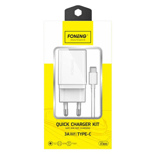 Fast charger Foneng 1x USB K300 18W + USB to USB-C cable - mains chargers<<<Chargers<<<GSM Accessories<<<InnproXML