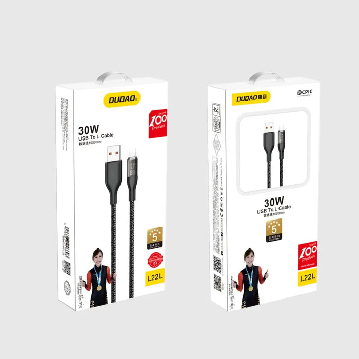 Fast charging cable 30W 1m USB - Lightning Dudao L22L - gray - Cell phone cables<<<HurtelXML