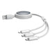Fast Charging Cable 3in1 Baseus Free2Draw USB to micro USB + USB-C + Lightning 3.5A 1.1m (white) - Combo Cables<<<USB