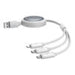Fast Charging Cable 3in1 Baseus Free2Draw USB to micro USB + USB-C + Lightning 3.5A 1.1m (white) - Combo Cables<<<USB