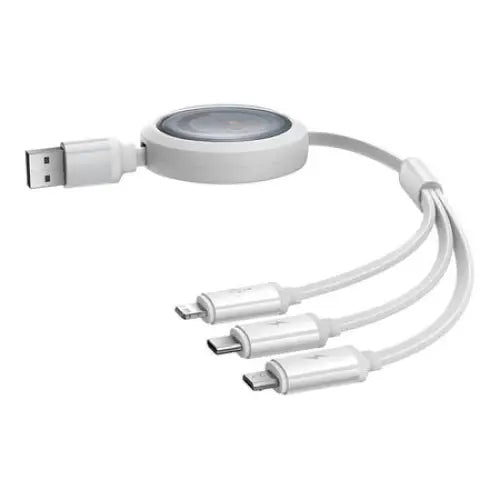 Fast Charging Cable 3in1 Baseus Free2Draw USB to micro USB + USB-C + Lightning 3.5A 1.1m (white) - Combo Cables<<<USB
