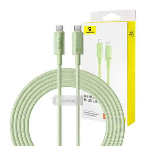 Fast Charging cable Baseus USB-C to USB-C Habitat Series 2m 100W (green) - USB-C to USB-C<<<USB cables<<<GSM
